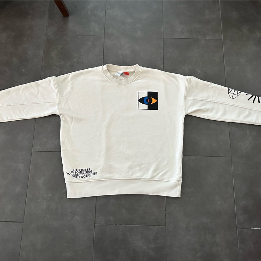Marco Oggian Graphic Sweatshirt Color Block Happiness Quote